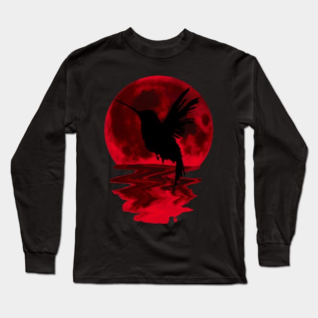 red moon bird Long Sleeve T-Shirt by medo art 1